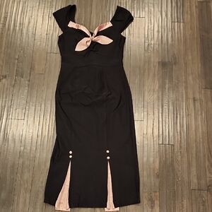 Stop Staring Black & Blush Vintage-Inspired Cap Sleeve Dress Pin Up Style Dress